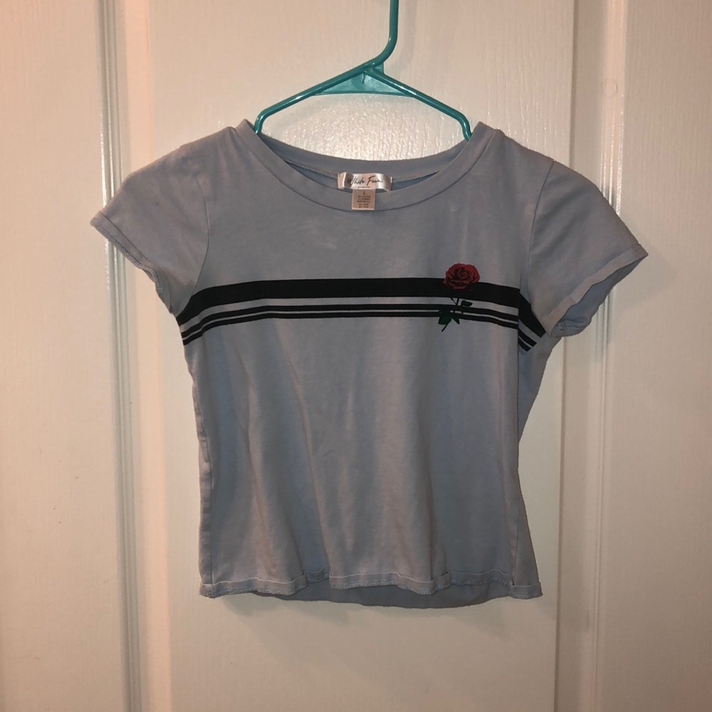 light blue rose crop top